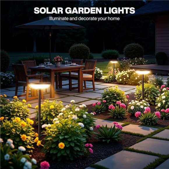 Solar Pathway Lights Outdoor, 6 Pack 27'' Tall Solar Garden Lights Outdoor - Picture 6 of 8